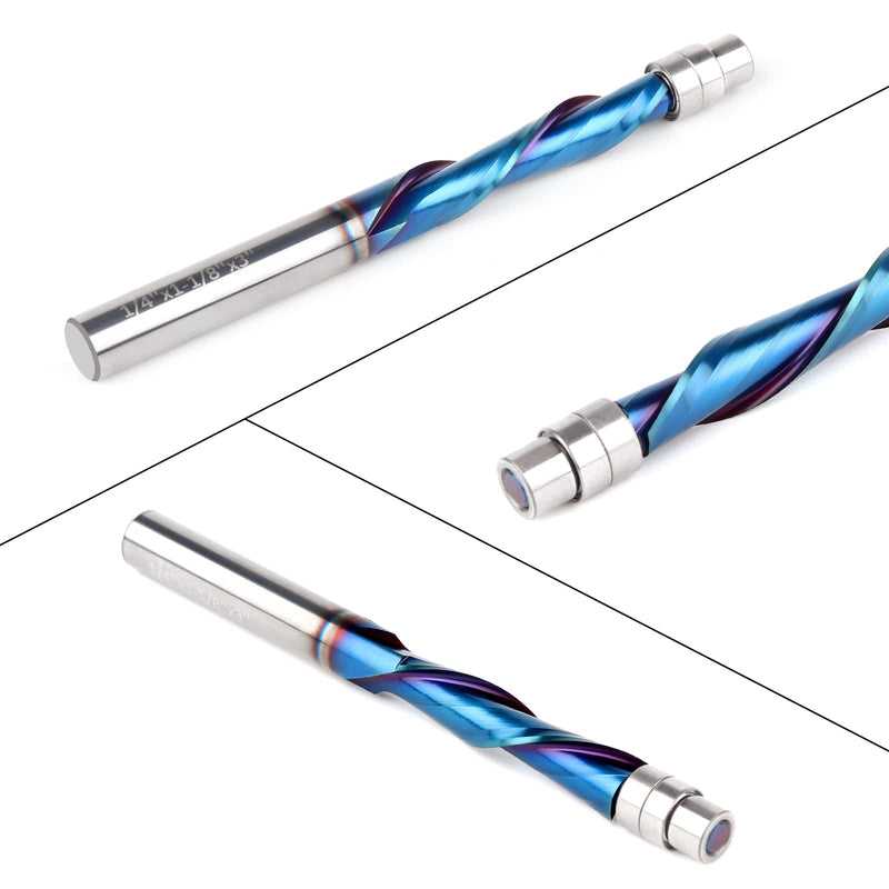 Downcut Spiral Flush Trim Router Bit, 1/4 Inch Shank Solid Carbide Flush Trim Router Bits Spiral with Nano Coated by EANOSIC (1/4" Shank Down-Cut) DOWN CUT