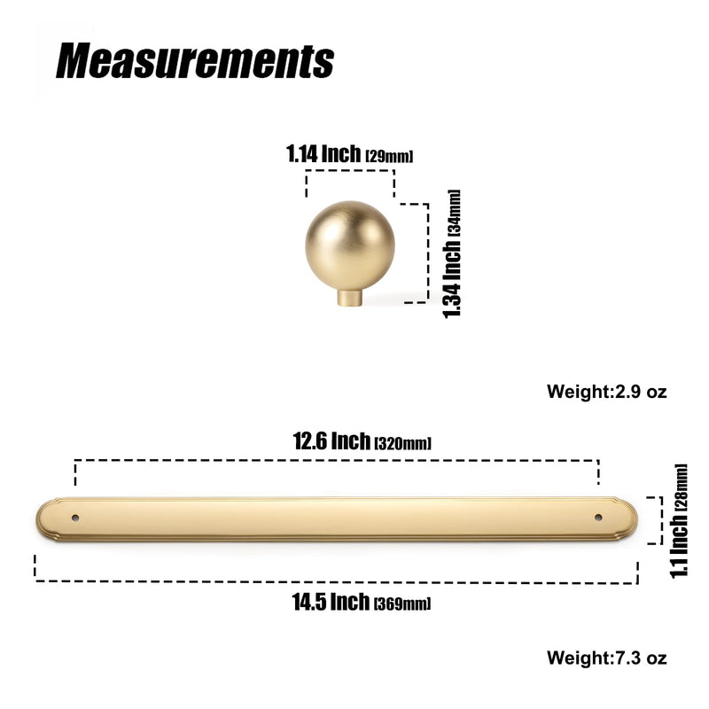 Goo-Ki Champagne Bronze Cabinet Knobs with Backplate- 12.6''(320MM) Hole Centers Zinc Alloy Cabinet Handle with 1.0''(24MM) Dia Double Cabinet Knobs, 2 Pack 1'' Dia Double Knobs With 12.6 '' Oval Stepped Edge Plate