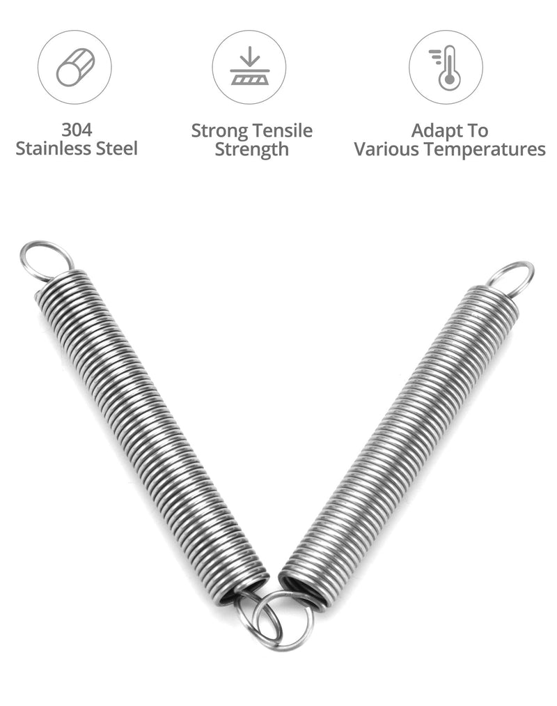 QWORK Extended Compressed Spring, 6" Free Length, 5 Pcs 304 Stainless Steel Extension Springs, Small Dual Hook Tension Spring, 1/16" Wire Diameter, 11/16" OD