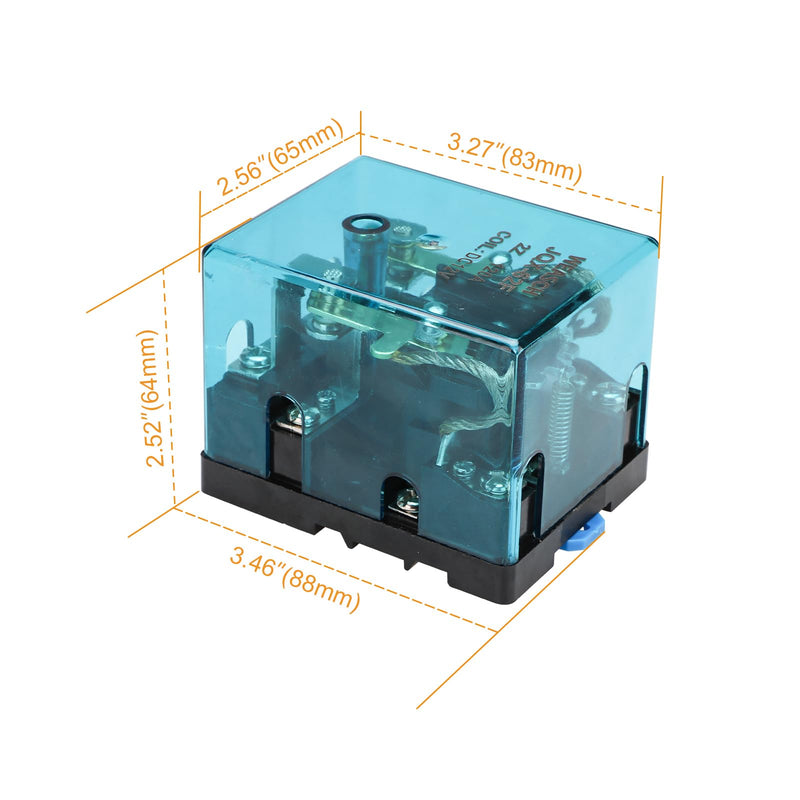 High Power Relay JQX-62F-2Z, Coil Voltage DC 12V 120A, DPDT 2NO 2NC, Electronmagnetic Relay, 35mm Rail Mount (DC 12V, 1)