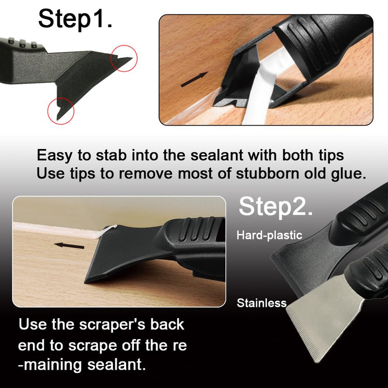 ORXPLUS Tools Silicone Caulking and Scrpaer Tool Set with Saver Cap Sealant Caulking Tool Kit