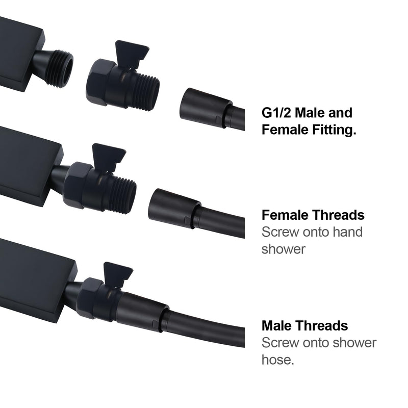 AZOS Brass Shut Off Valve, Water Flow Control Valve, Shower Head Shut Off Valve, Water Flow Control Valves G1/2 Pressure Regulator, Water Pressure Regulator in Black - NewNest Australia