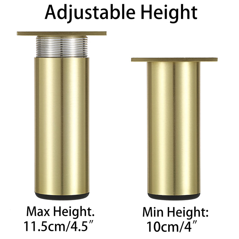 Sumnacon 4PCS Aluminium Alloy Furniture Legs - Round Adjustable Sofa Legs Furniture Cabinet Legs, 4 Inch Funiture Feet for Cabinet Desk Table Chair Sofa Bed, Gold 4 Inch/10cm Height - NewNest Australia