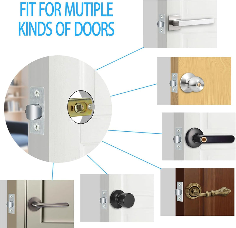 Entry Door Lock Latch Deadlatch Bolt deadbolt Latch Adjustable 2-3/8" or 2-3/4" Size 60/70mm Fit 45° Rotating Angle Door Lock and Lever Door (2, 45D)