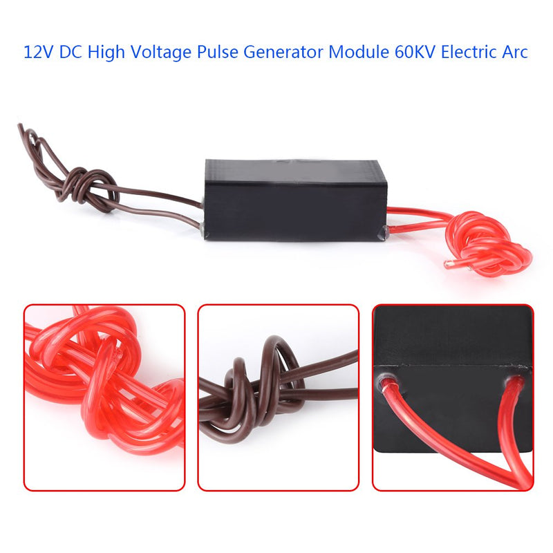 DC 12V High Voltage Pulse Generator 60KV Super Arc Ignition Coil Module, for High Voltage Power Source in High School Science Experiment