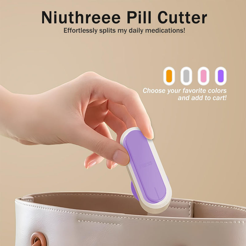 Multiple Pill Cutter - Pill Cutter Splitter for Small Tiny Large Pills Professional | Vertical Press-Down Cutting & Adjustable | Sturdy Blade & Guard | Includes Cleaning Brush (Purple) Purple