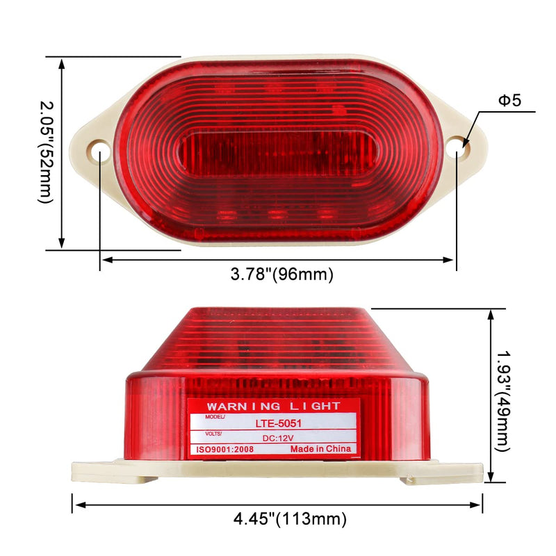Baomain Industrial Signal Red Mini Warning Light Strobe Warning lamp LTE-5051 DC 12V 2W