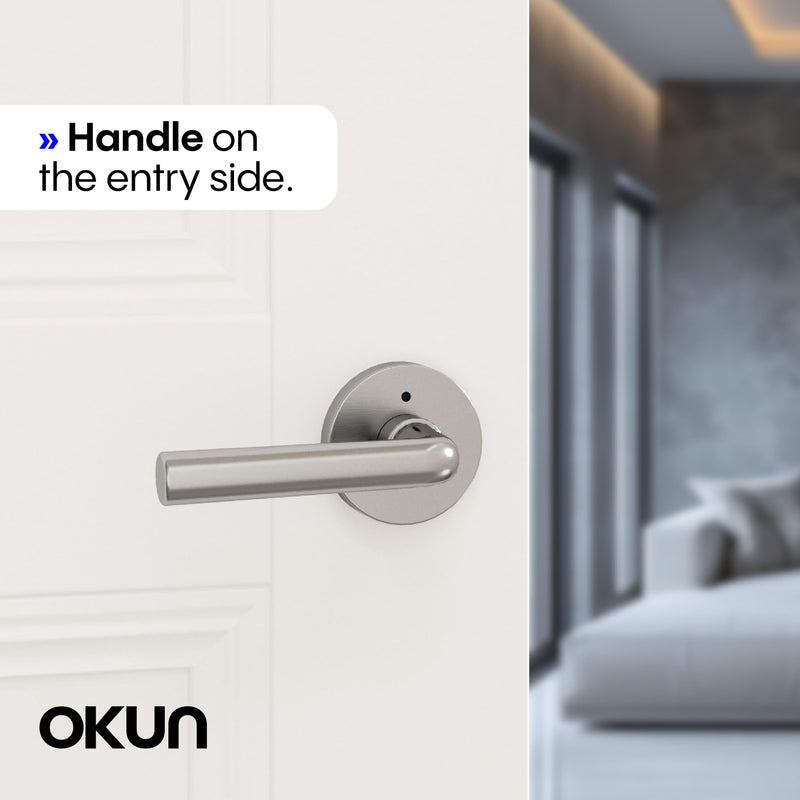 Okun Arc 1-Pack Brushed Nickel Privacy Door Levers – Push Button Lock, Reversible, Sleek Concealed-Mount Design for Bedroom & Bathroom 1 Pack