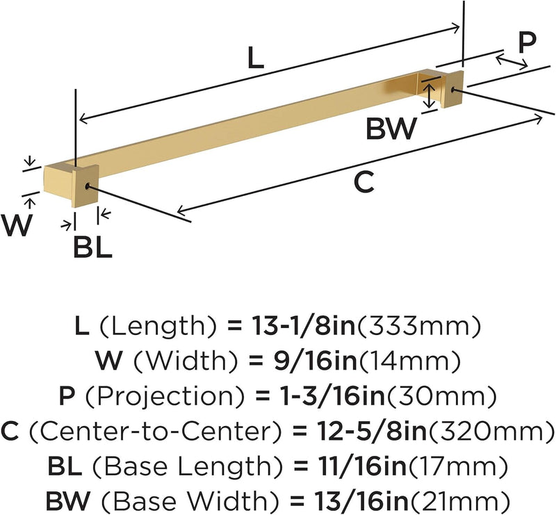 Amerock BP37362CZ | Champagne Bronze Cabinet Pull | 12-5/8 inch (320 mm) Center to Center Cabinet Handle | Appoint | Drawer Pull | Kitchen Cabinet Handle | Furniture Hardware