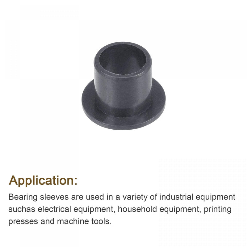 uxcell Flanged Sleeve Bearings 8mm Bore 10mm OD 10mm Length POM Wrapped Oilless Bushings Black 4pcs 8x10x10mm
