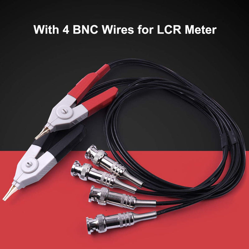 ATOPLEE 2pcs LCR Meter Test Leads Lead Clip Cable Terminal Probe Wires,with 4 BNC Electrician Test Leads Kit,Digital Electrical Test Probes Set for LCR Meter Multimeter