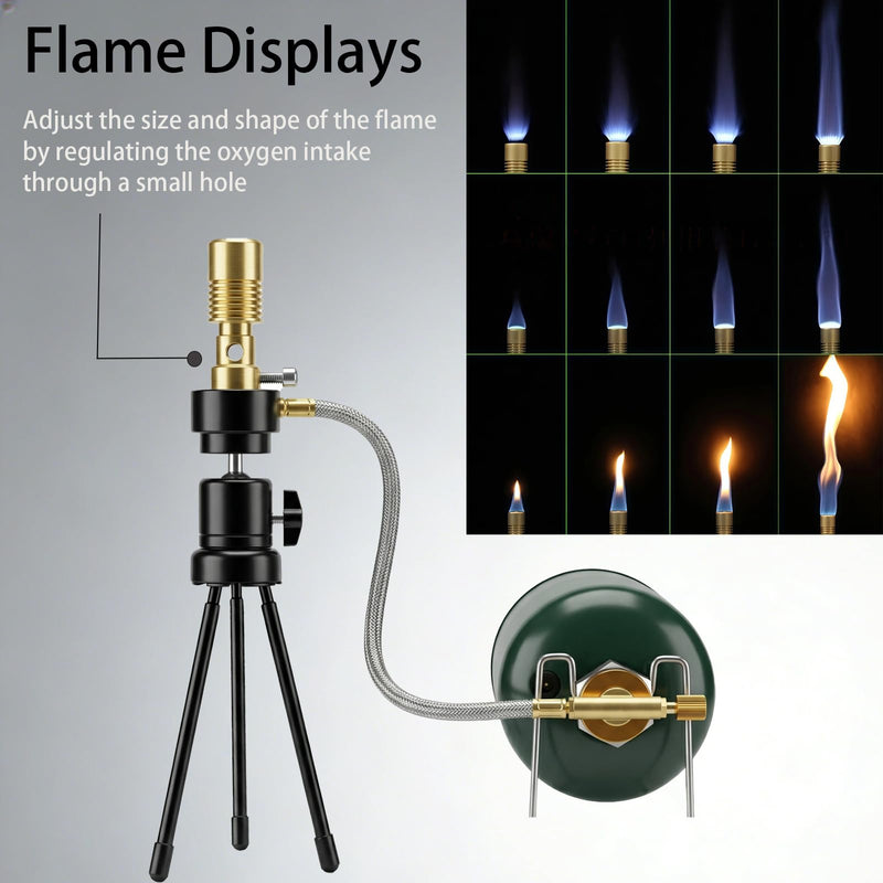 UCRXPLAB Propane Bunsen Burner with Tripod and Air Intake Adjuster, Direction and Height Adjustable for Lab Heating Picnic Camping Travel and Gas Welding (Propane Tank not Included)