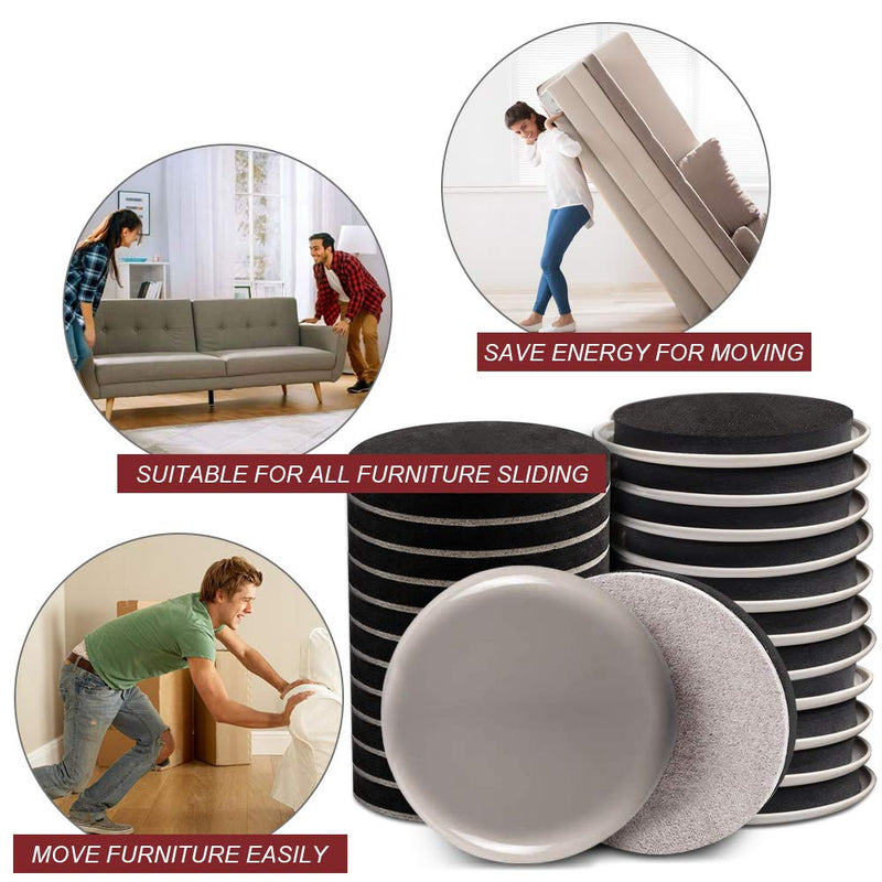 Yelanon Furniture Sliders, 20pcs-3 1/2” Felt Furniture Sliders for Carpet, Furniture Pads Hardwoods Floors, Heavy Furniture Movers Sliders, Reusable Moving Pads, Floor Protectors for Carpet 20pcs 3.5"