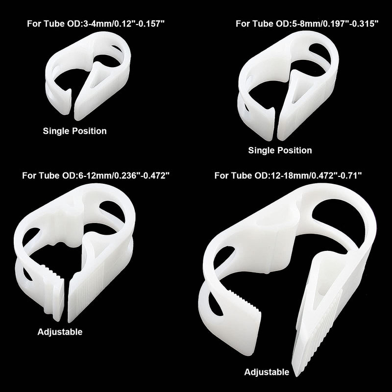 1/4" - 1/2" Plastic Tubing Clamps Adjustable Tube Clamp, Laboratory Pinch Valve Flow Control Hose Clamp - Pack of 5 White 1/4" - 1/2"