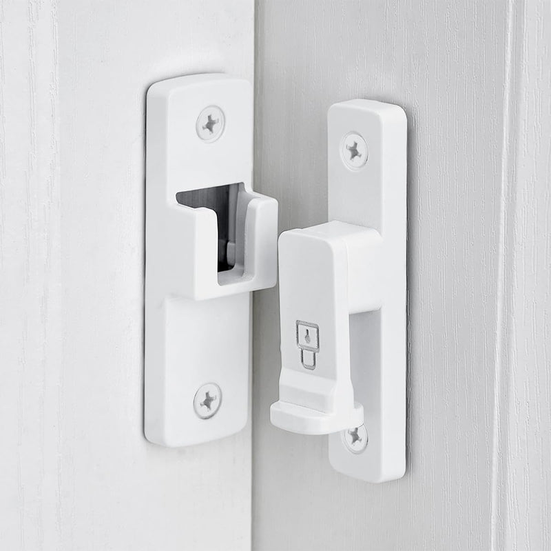4 Packs White 90 Degree Barn Door Lock ，Premium Zinc Alloy Latch - Flip Gate Latches ，for Cabinets, Bathroom, Barn & Garden Doors - Secure Sliding Door Hardware White_90 Degree 4