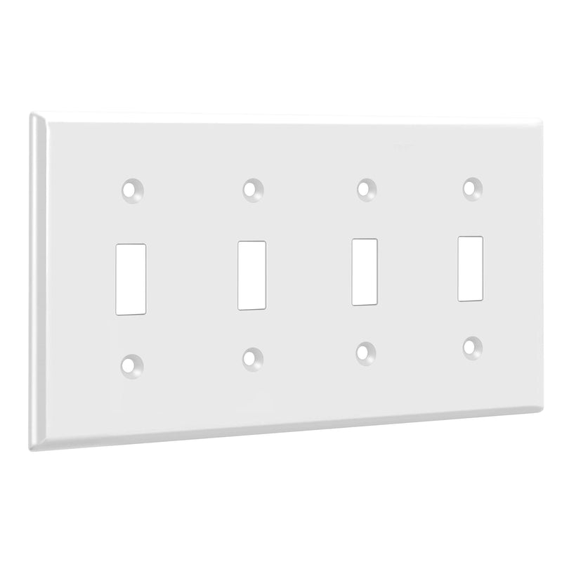 ENERLITES Quad Light Switch Wall Plate, Standard Size 4-Gang 4.50" x 8.19", Unbreakable Polycarbonate Thermoplastic, 8814-W, White Screw