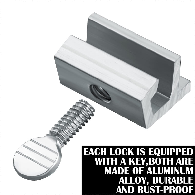 25 Pcs Sliding Window Locks up and Down Window Security Stopper Locks Vertical and Horizontal Adjustable Aluminum Metal Thumb Window Locks Silver Guard Child Kid Safety Proof for Home Door Patio