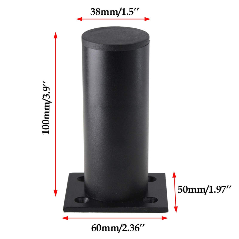 Set of 4 Furniture Legs 4 Inch, Adjustable Aluminum Alloy Cabinet Legs, Metal Round Sofa Support Foot, Adjustable Feet for Kitchen, Table, Cabinet, Shelves, 1.5 Inch Diameter Black