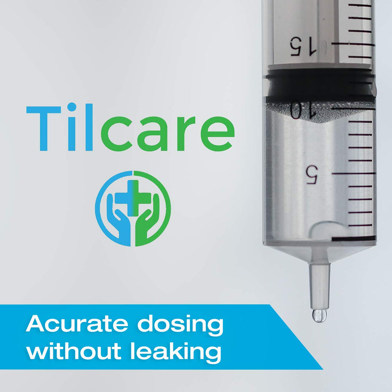 5ml Syringe Without Needle Luer Lock 100 Pack by Tilcare - Sterile Plastic Medicine Droppers for Children, Pets or Adults – Latex-Free Oral Medication Dispenser - Syringes for Glue and Epoxy