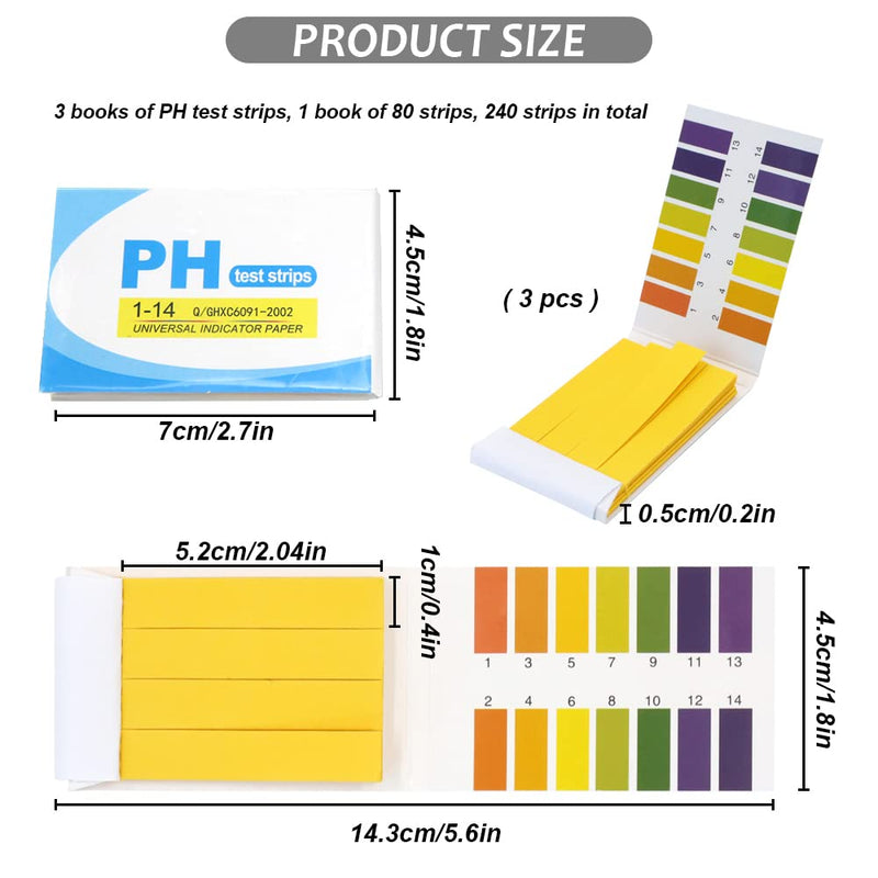 pH Test Strips, pH 1-14 Litmus Paper pH Test Strips, Universal Indicator Litmus Test Paper, Acid Alkali Test Paper, pH Test Strips for Water, Soil, Cosmetic (10) 10