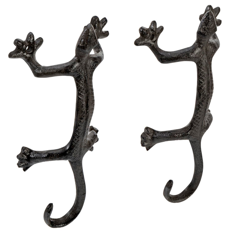 MyGift Rustic Heavy-Duty Cast-Iron Door Pull Handles with Dark Coffee Color Finish & Gecko Shaped Design, Commercial Grade Door Hardware, Southwestern Theme Novelty Sliding Door Hardware, Set of 2