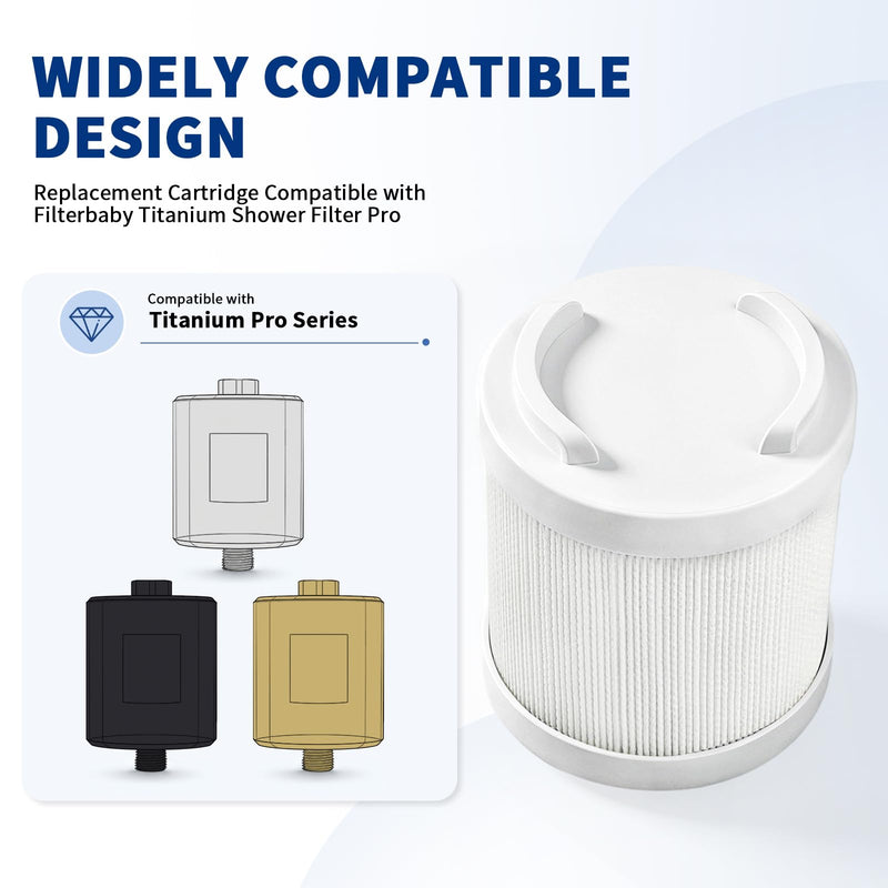 Replacement Filter Cartridge Compatible with Filterbaby Pro Series In Line Shower Filter & Eco Pro Shower Head, Reduces Chlorine & Contaminants (1 Pack) Compatible with Pro Series - 1 Pack