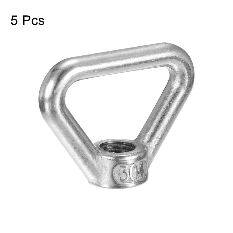 uxcell M16-2x72x55mm Lifting Eye Nuts, 5 Pcs 304 Stainless Steel Triangle Shape Threaded Nut Fastener for Home Repairs Rope Fitting