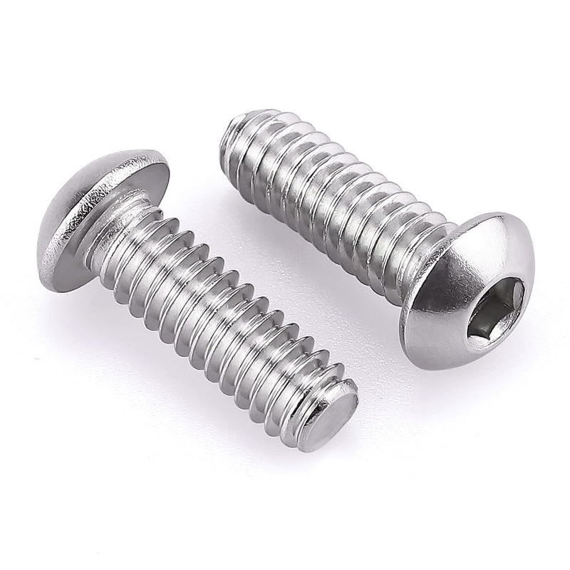 1/4-20 x 3/4" Button Head Socket Cap Bolts Screws, 304 Stainless Steel 18-8, Allen Hex Drive, Bright Finish, Fully Machine Thread, Pack of 25 1/4-20 x 3/4