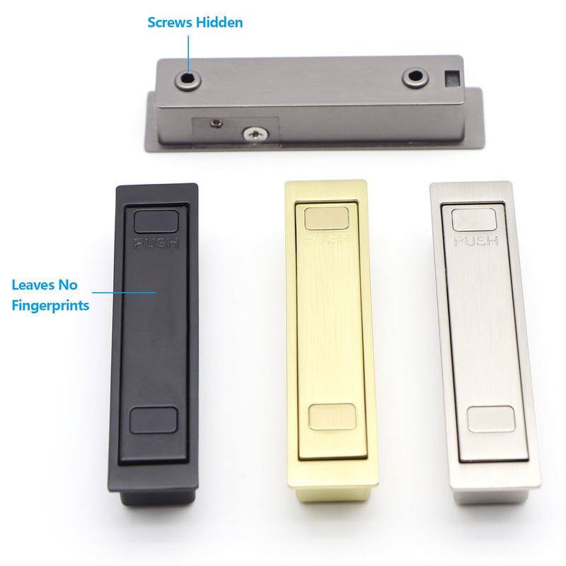 Dontay Pocket Door Pull Handle, Press Finger Edge Pull, Push Flush Mount Doors Pull for Pocket Sliding Doors, Recessed Rectangular Bypass Door Hardware, Cabinet Pull(2, Brushed Nickel)