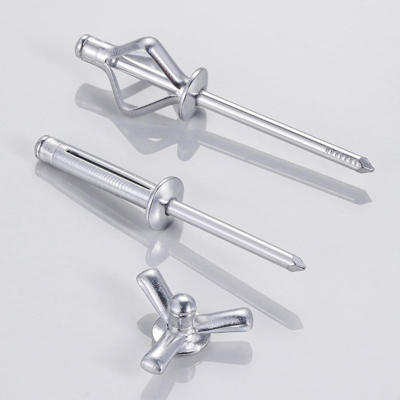 (150 pcs) Tri-Fold Rivets Assortment 3/16 * 1，Tri Grip Rivets，Aluminum Blind Rivets Tri Grip Boat Kayak Rivets,Trifold Rivets，Bulb Style Rivets 3/16*1 Aluminum