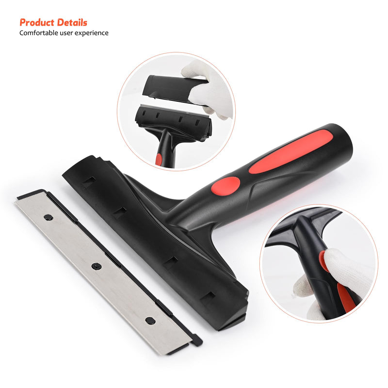 EHDIS Razor Blade Scraper, 6" Scraper Adhesive Remover Tool with 10 Double-Edge Blades for Cleaning Paint, Caulk, Adhesive, Label, Decal, Sticker from Window, Glass, Tile, Floor, Stove Top 068