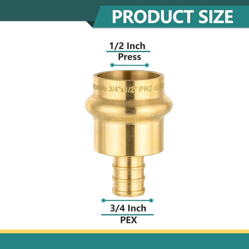 10-Pack Niikappu 1/2" Copper Press x 3/4" Pex Crimp Adapter(PRESS193-10) 10 1/2"press x 3/4"pex