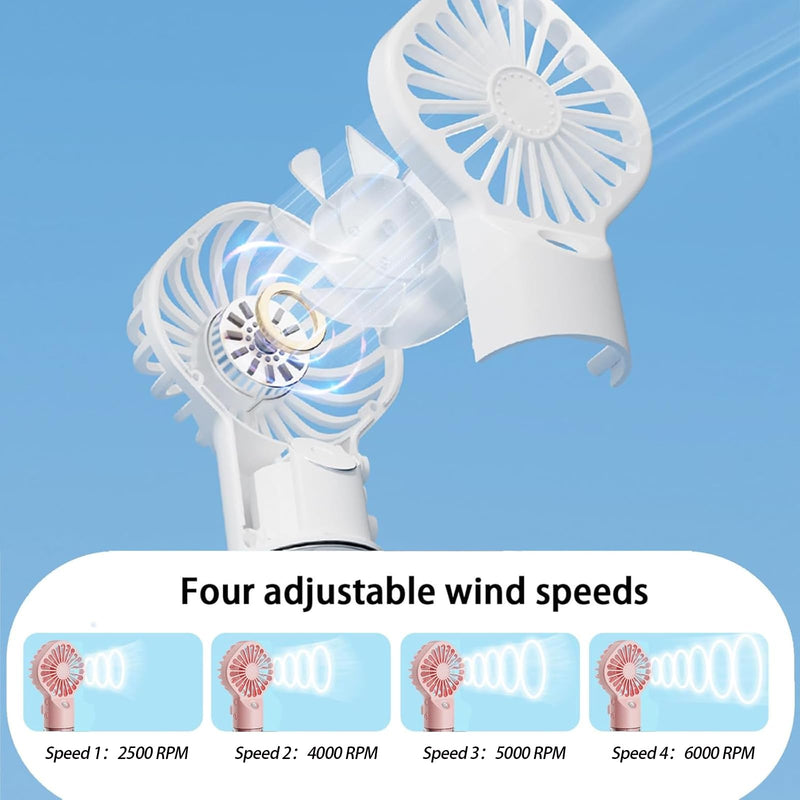 3 Pack Misting Fan Portable - Handheld Mini Rechargeable with 4 Speeds & Water Mist - Ideal for Travel, Camping, Outdoor, Home, Office, Makeup,Commute
