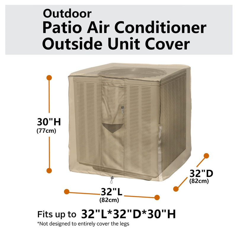 Air Conditioner Covers for Outside Units - 32 x 32 Inch Outdoor Central AC Cover with Waterproof 600D Durable Canvas, Square Universal Patio Furniture Cover (32"L x 32"W x 30"H) 32"L x 32"W x 30"H