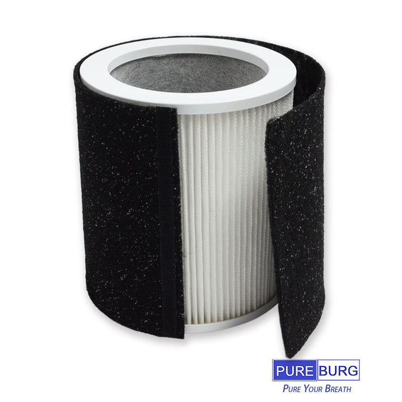 PUREBURG H-HF450-VP Replacement Filter Compatible with Hunter HP450 HP450UV Cylindrical Tower Air Purifier,H13 HEPA + 4 x Activated Carbon Pre-Filter Air Clean Dust VOCs