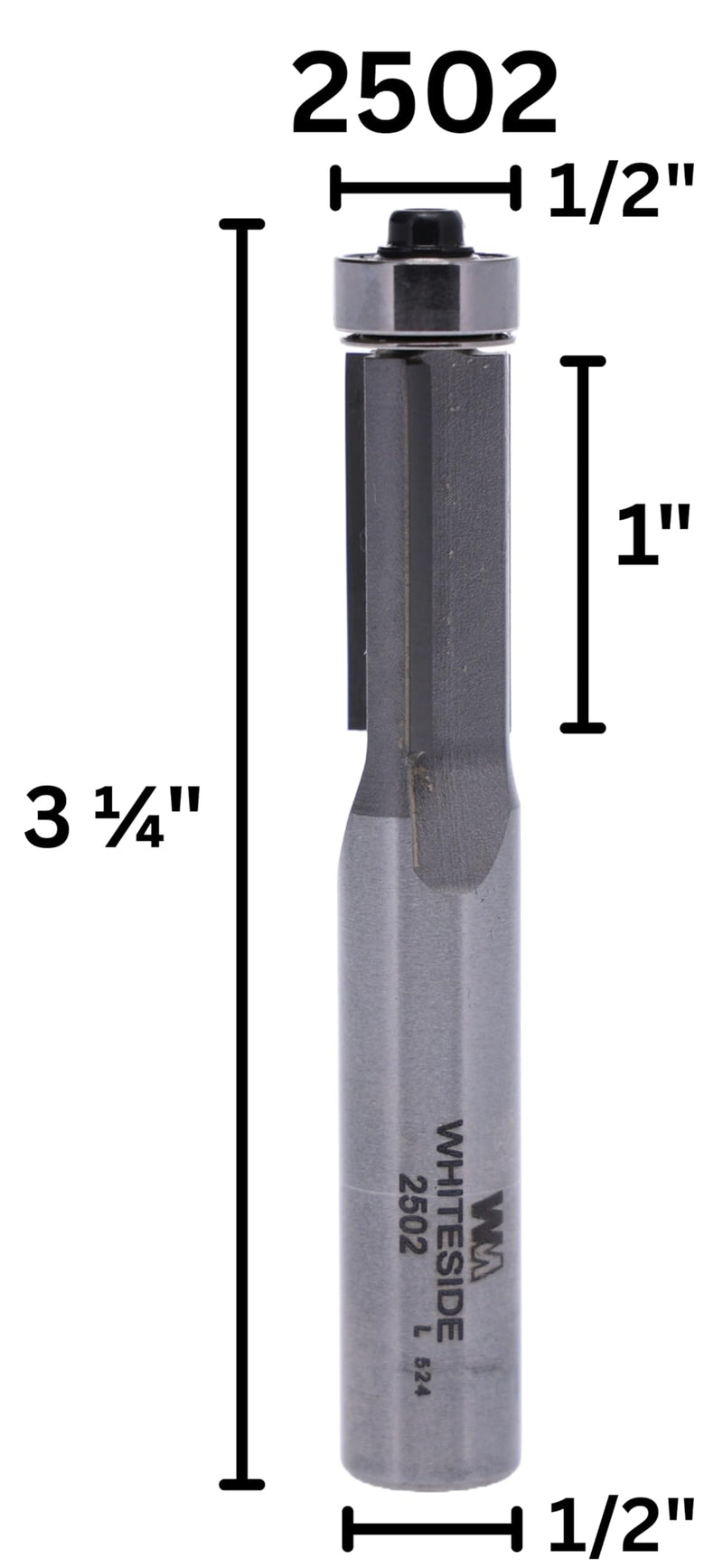 Whiteside Router Bits 2502 Flush Trim Bit with 1/2-Inch Cutting Diameter and 1-Inch Cutting Length