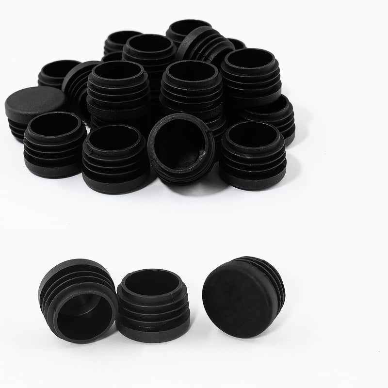 Biaungdo 12 Pcs 1 inch Round Plastic Hole Plug, Black Tubing End Cap Table Chair Legs Tubing Glide End Insert Plug Cap Cover(25mm) 25mm(1")