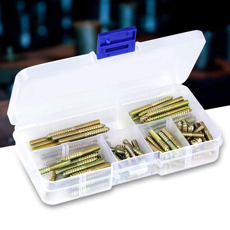 M4 Hanger Bolts, 110pcs 16/20/25/30/35/40mm Double Headed Bolts Wood Dowel Screw Self-Tapping Screw 4mm Hanger Bolts for Wood Joint Furniture Legs