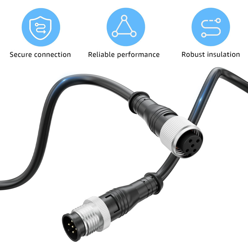 NMEA 2000(N2K) 1 Meter Extension Cable – Backbone & Drop Cable Compatible with Lowrance Simrad B&G Navico Network 5 Pin M12 Thread Marine Grade Cable. (3.28FT) 3.28Feet