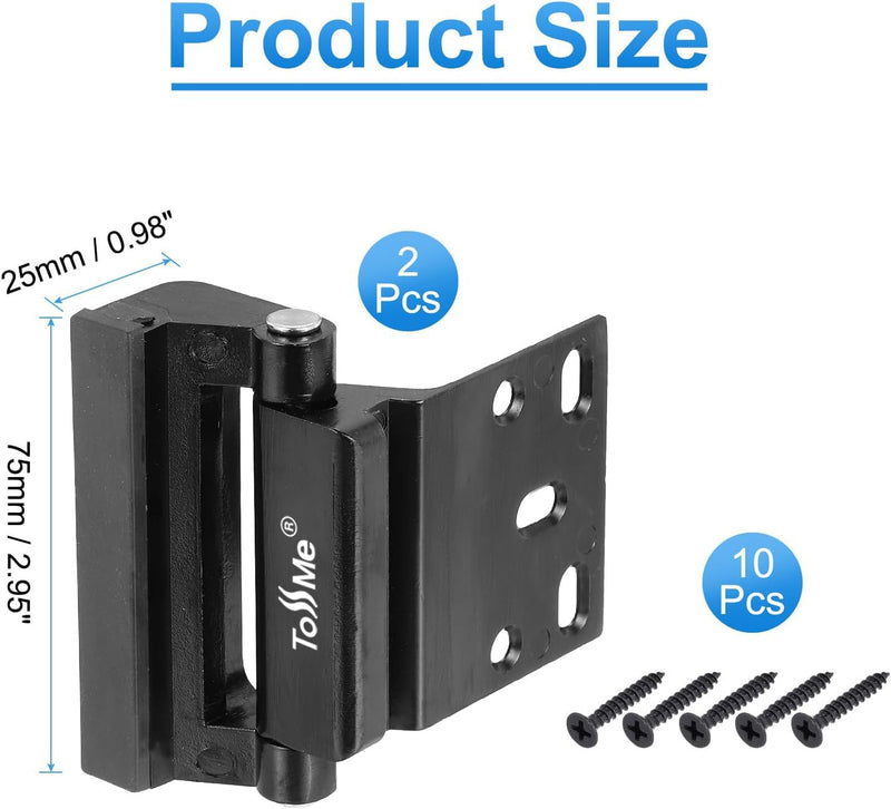 Home Security Door Lock,Childproof Door Reinforcement Lock,with 3" Stop Withstand 800 lbs,for Inward Swing Doors,Night Kids Safety Metal Flip Lock Deadbolt Latch (2, Black) 2