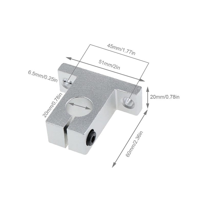 SING F LTD 4pcs SK20 Linear Shaft Support Bracket Mount 20mm CNC Linear Motion Ball Slide Units Rail Support Guide Shaft Bearing for 3D Printer Multi-axis Machine