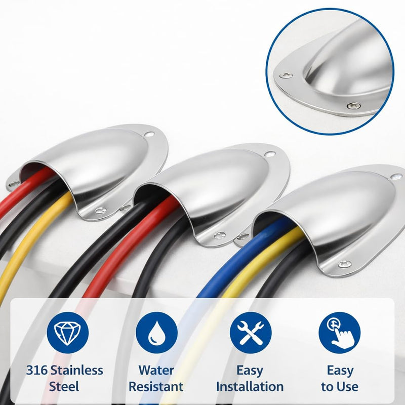 Aramox Marine Clamshell Vent Cover, Stainless Steel Wire Cable Cover for Boats, 4.72 x 3.94 x 1.38 in