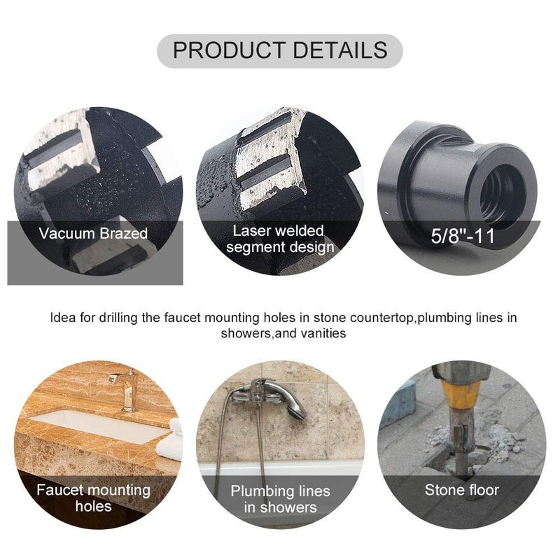 Ostek 1-3/8" Dry Diamond Core Drill Bit 5/8'-11 Thread for Granite 35mm Masonry Coring