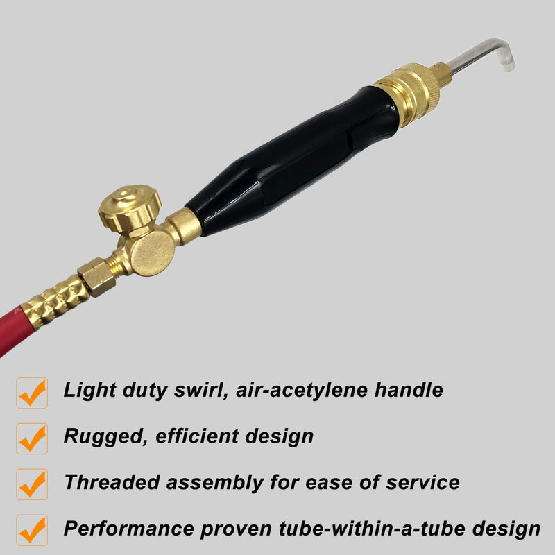 0386-0308 G4 Torch Handle with Valves for Torch kit, “A” Connections, Air Acetylene, Use with Torch Tips, Torch Hose, Acetylene Regulator, Acetylene Tank - Quick Disconnect Acetylene Handle