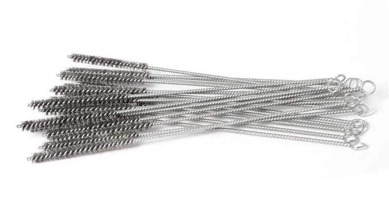 12 Inch Pipe Cleaning Brush Set with Stainless Steel Bristles, Steel Wire Tube Brush Kit for Auto Parts Polishing, Machining, Bottles, Tubes, Etc.（8mm-20pcs） 20PCS 3/10"(8MM)-20PCS