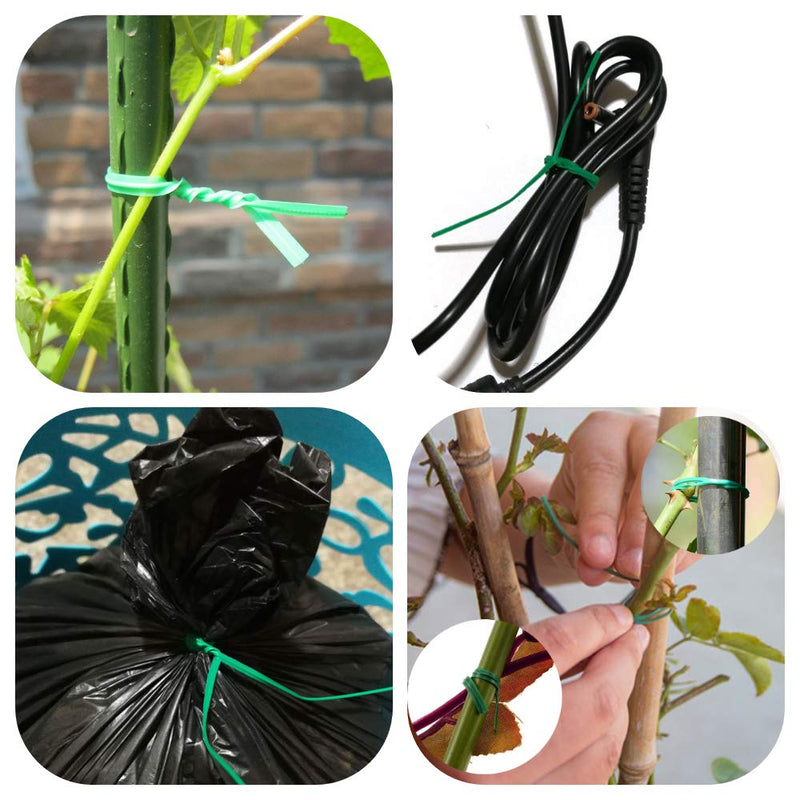 POYEE 6" 15cm Garden Twist Ties Plastic Garden Plant Support Cable Cord Ties (100, Green) 100