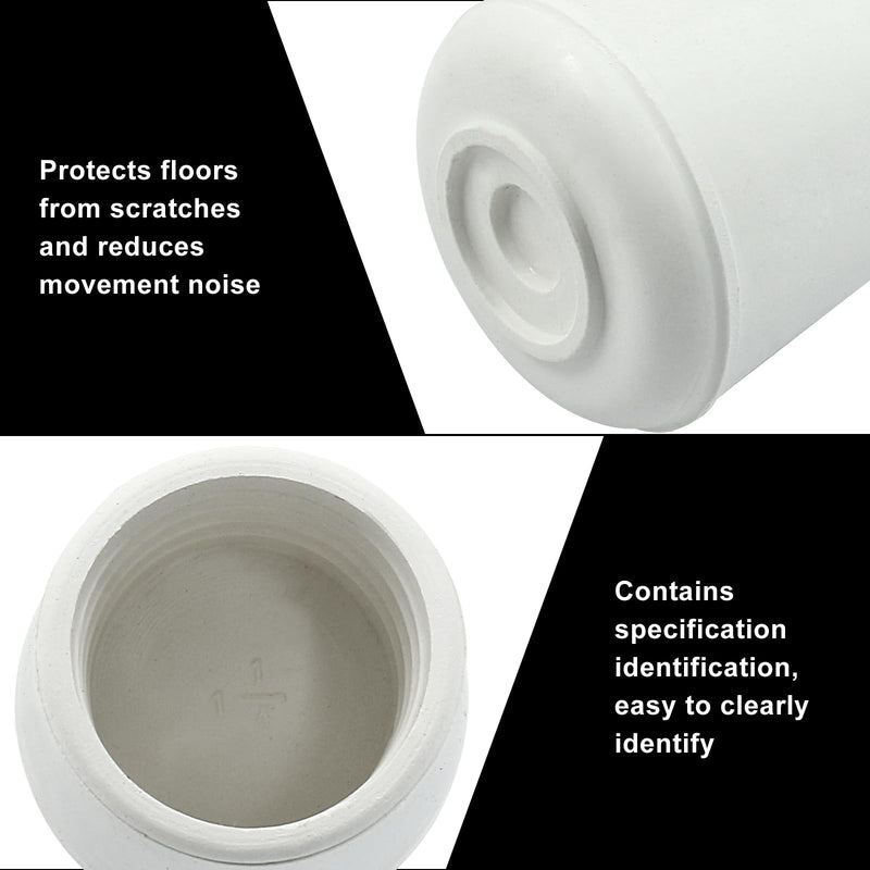 BokWin 8 Pcs Chair Leg Caps 1-1/4 Inch Rubber End Caps Non-Slip Chair Leg Tips Caps Round Furniture Leg Floor Protectors for Chair Desk Table(White) 1-1/4"-White