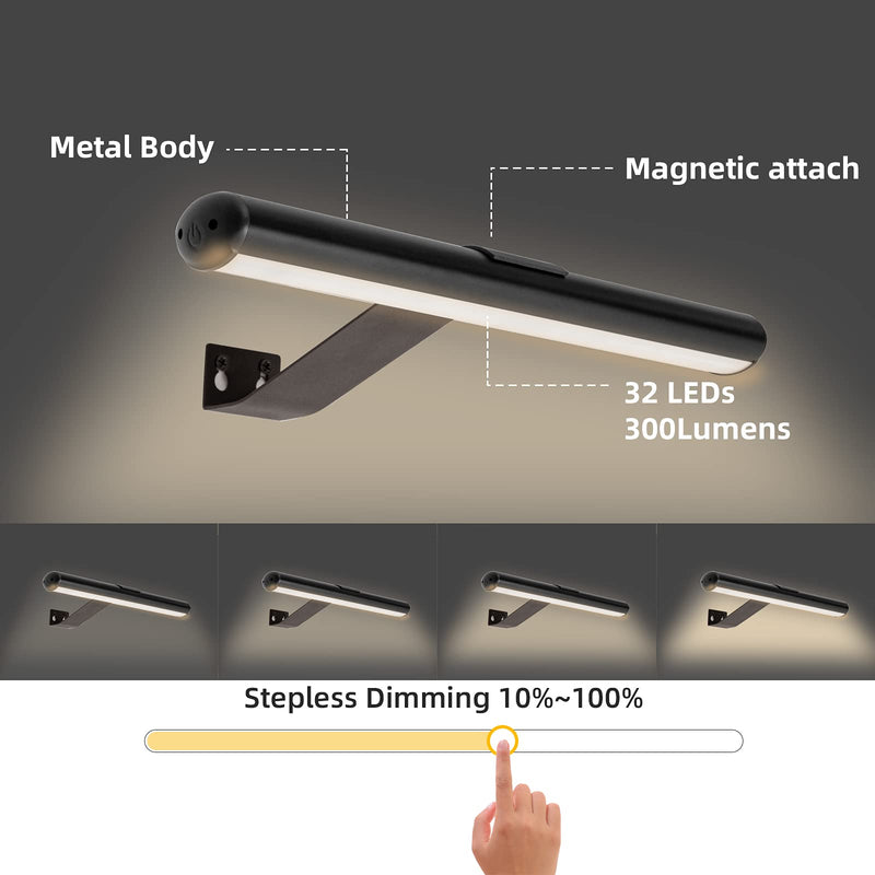 TINTINDOC Wireless Picture Light with Remote,Brightness Timer Setting,Rechargeable Battery Painting Light for Pictures Display Art on Wall with 3 Colors Lighting,Used for Frames Dartboard Portrait Black 13INCH