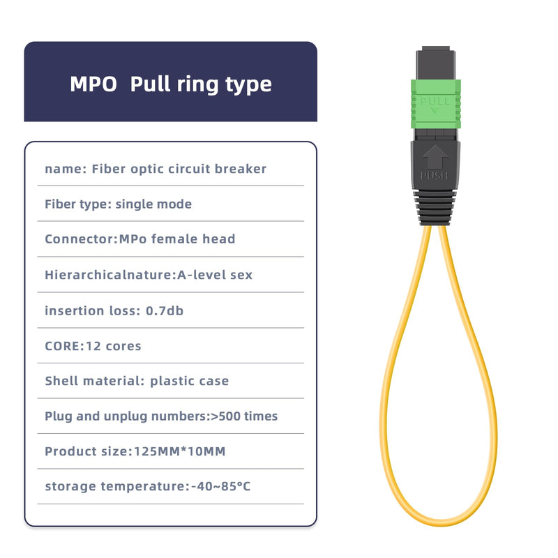 MPO/APC 12-Core Single Mode Fiber Loopback, Pull Ring Design for High-Precision Network Testing and Maintenance 1pack MPO-12core-SM
