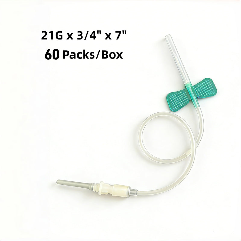 60 Pcs Individually Packed Butterfly Needles, 3/4" & 12" for Scientific and Veterinary Applications, CE Certified Industrial Lab Supplies (21)
